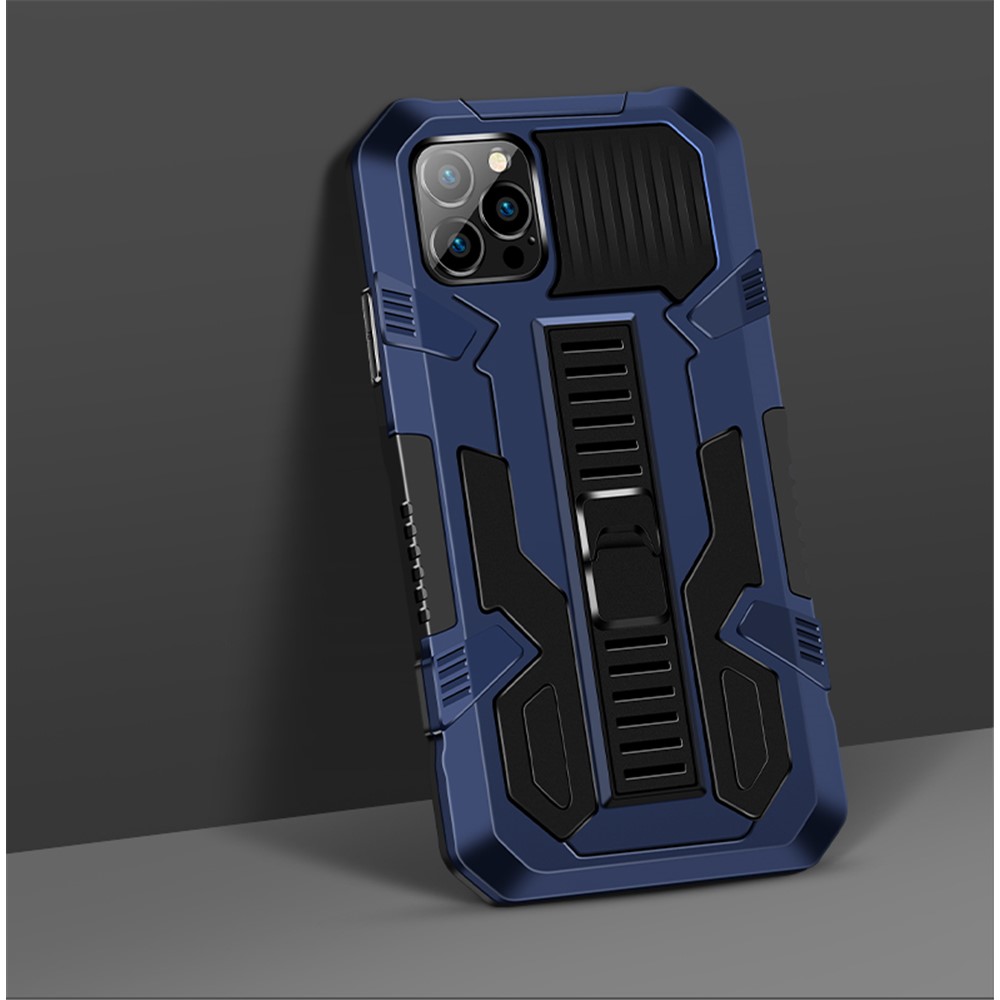 Vanguard Four Corner Airbag Anti-Drop PC + TPU Hybrid Mobile Case with Hidden Kickstand for iPhone 12 mini - Blue