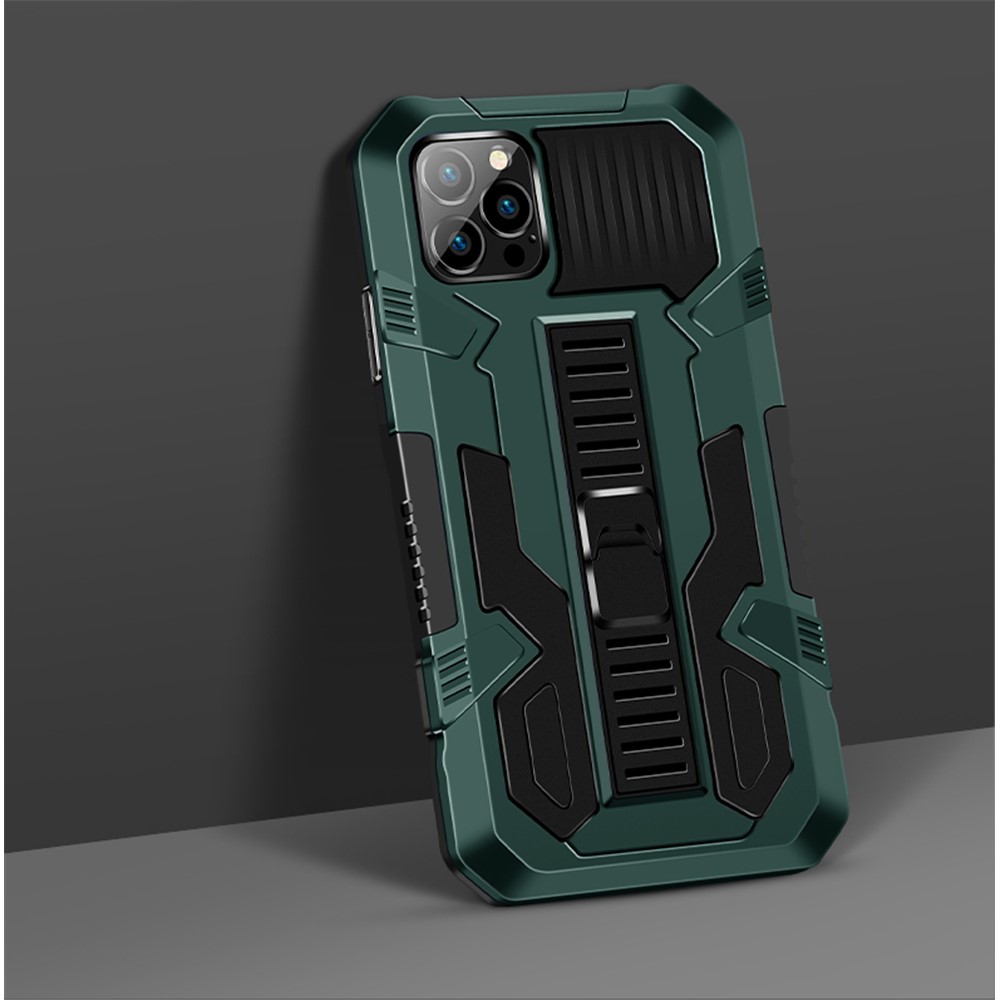 Vanguard Four Corner Airbag Anti-Drop PC + TPU Hybrid Mobile Case with Hidden Kickstand for iPhone 12 mini - Green