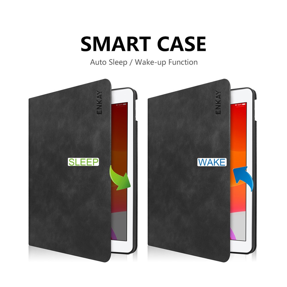 ENKAY ENK-8023 PU + TPU Tablet Cover Case with Stand Pen Slot for iPad 10.2 2020 / 2019 - Black-2