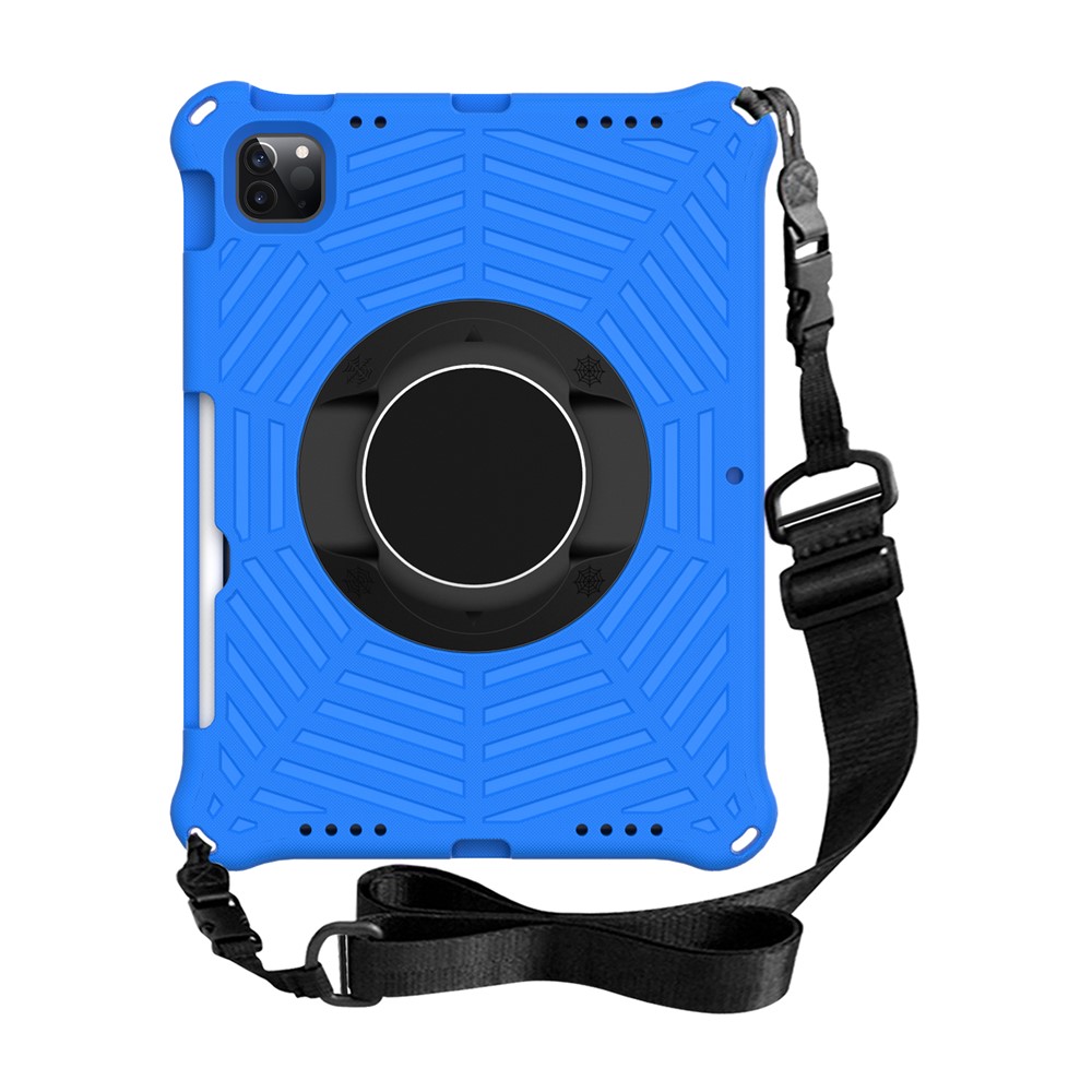 Spider Web Texture Kickstand EVA Case with Shoulder Strap for iPad Air (2020) / Air (2022) / iPad Pro 11-inch (2021)(2020)(2022) - Blue