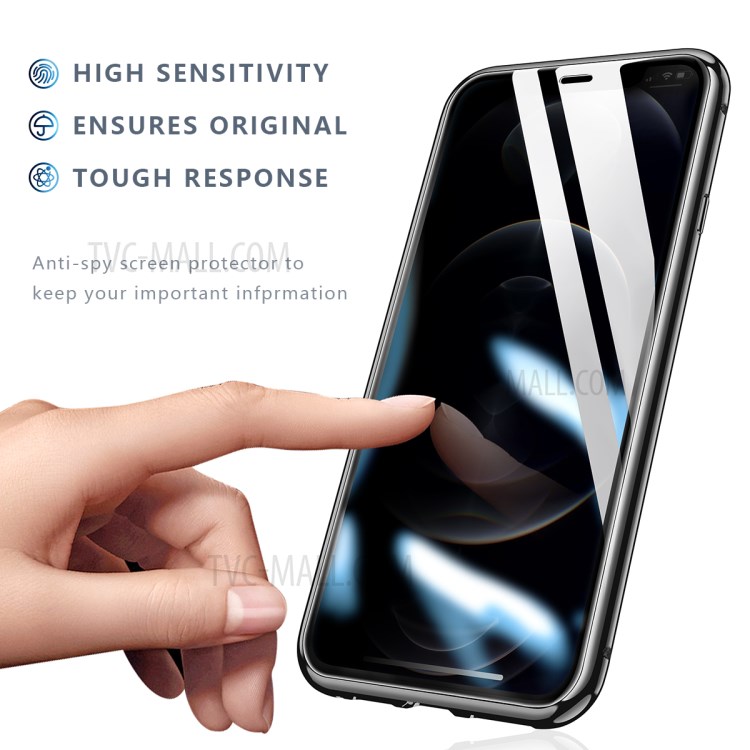 Solid Color Design Magnetic Suction Aluminium Alloy Frame Anti-peep Phone Case for iPhone 12 Pro Max - Black-5