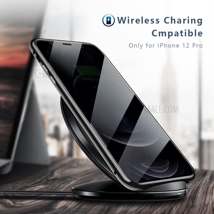 Solid Color Design Magnetic Suction Aluminium Alloy Frame Anti-peep Phone Case for iPhone 12 Pro Max - Black-6