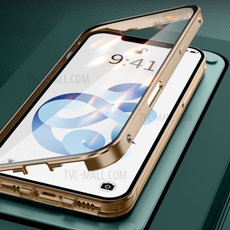 Double-sided buckle Double-sided Tempered Glass with Lens Protective Film Phone Shell for iPhone 12 mini - Blue-3