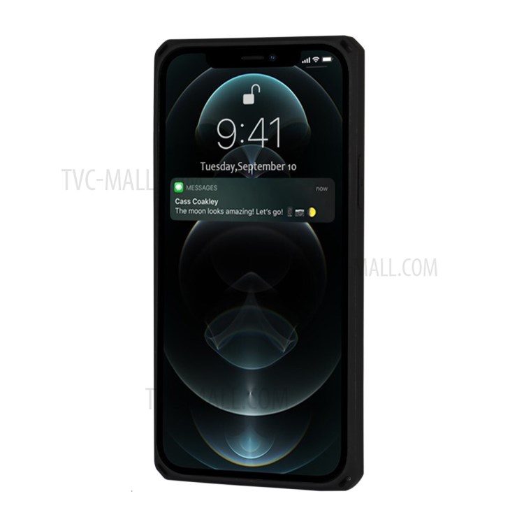 Genuine Leather Coated TPU Case with Card Slots and Kickstand for iPhone 12 Pro Max - Black-2
