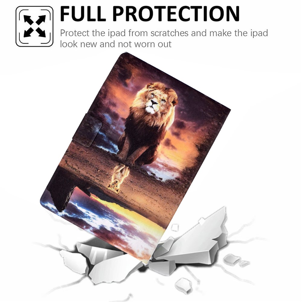 Standdesign Vollschutz Musterdruck Ledertablettenkoffer Für IPad Pro 11-Zoll (2018) / Pro 11-Zoll (2020) / Pro 11-Zoll (2021) / IPad Luft (2020) - Löwe-4