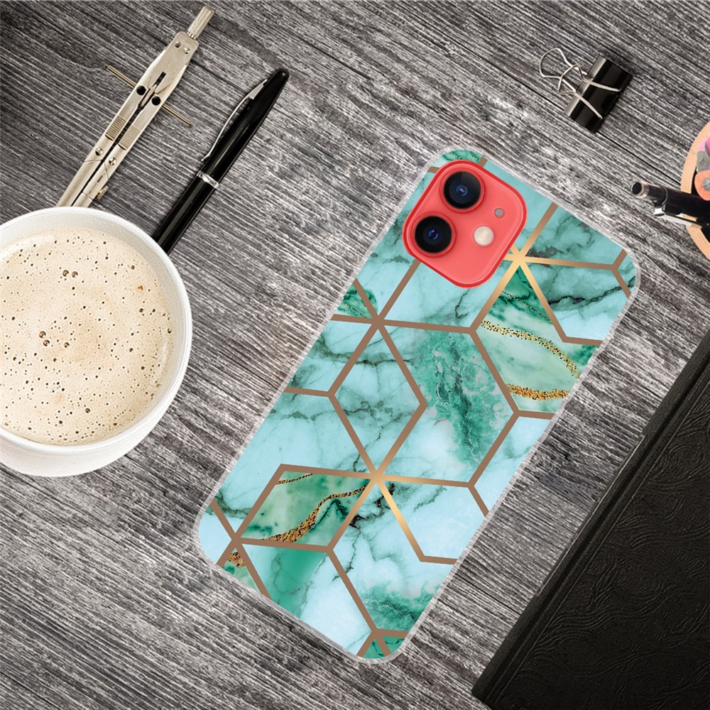 Marble Pattern Soft TPU Phone Case Protection Back Cover for iPhone 12 Mini - Style A-3