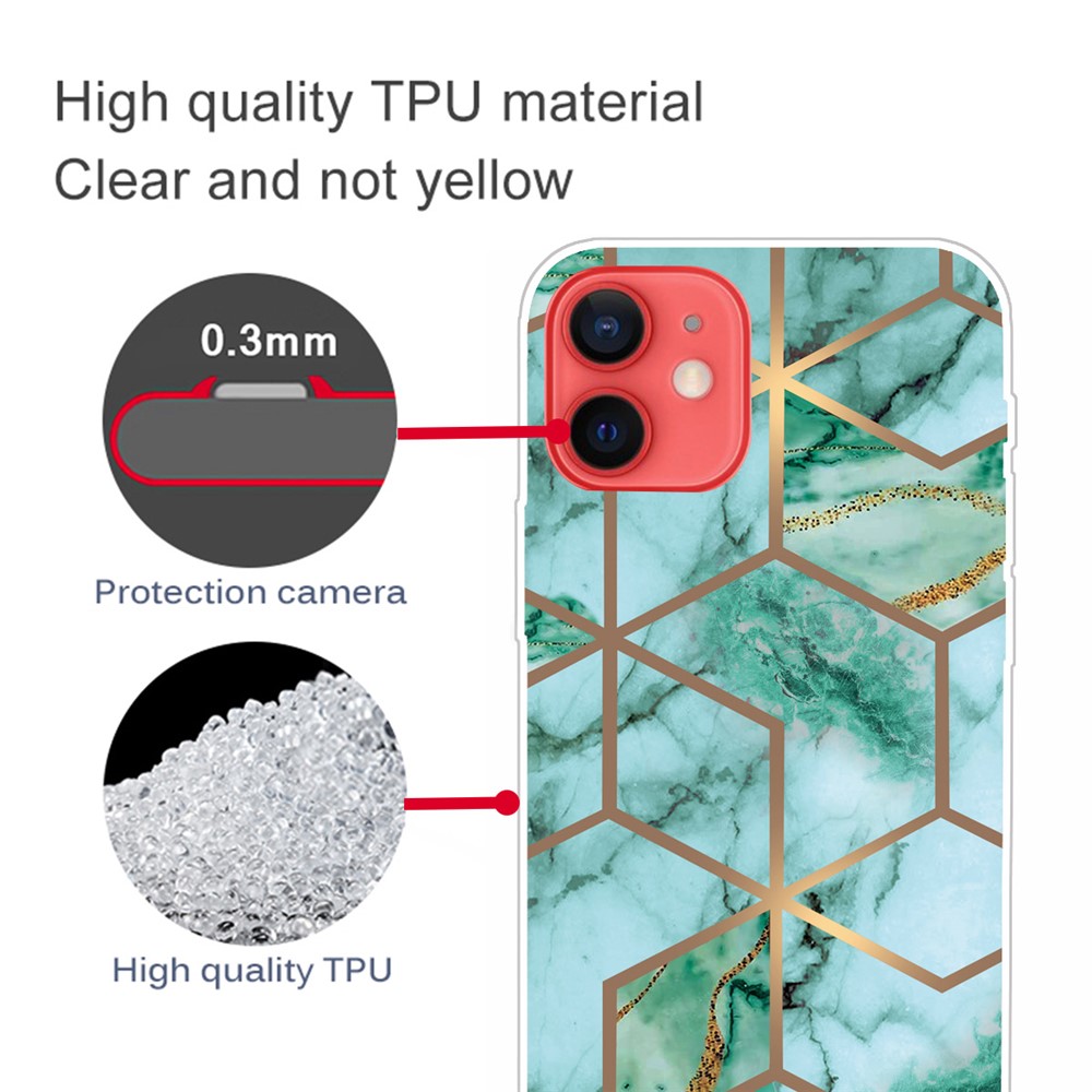 Marble Pattern Soft TPU Phone Case Protection Back Cover for iPhone 12 Mini - Style A-4