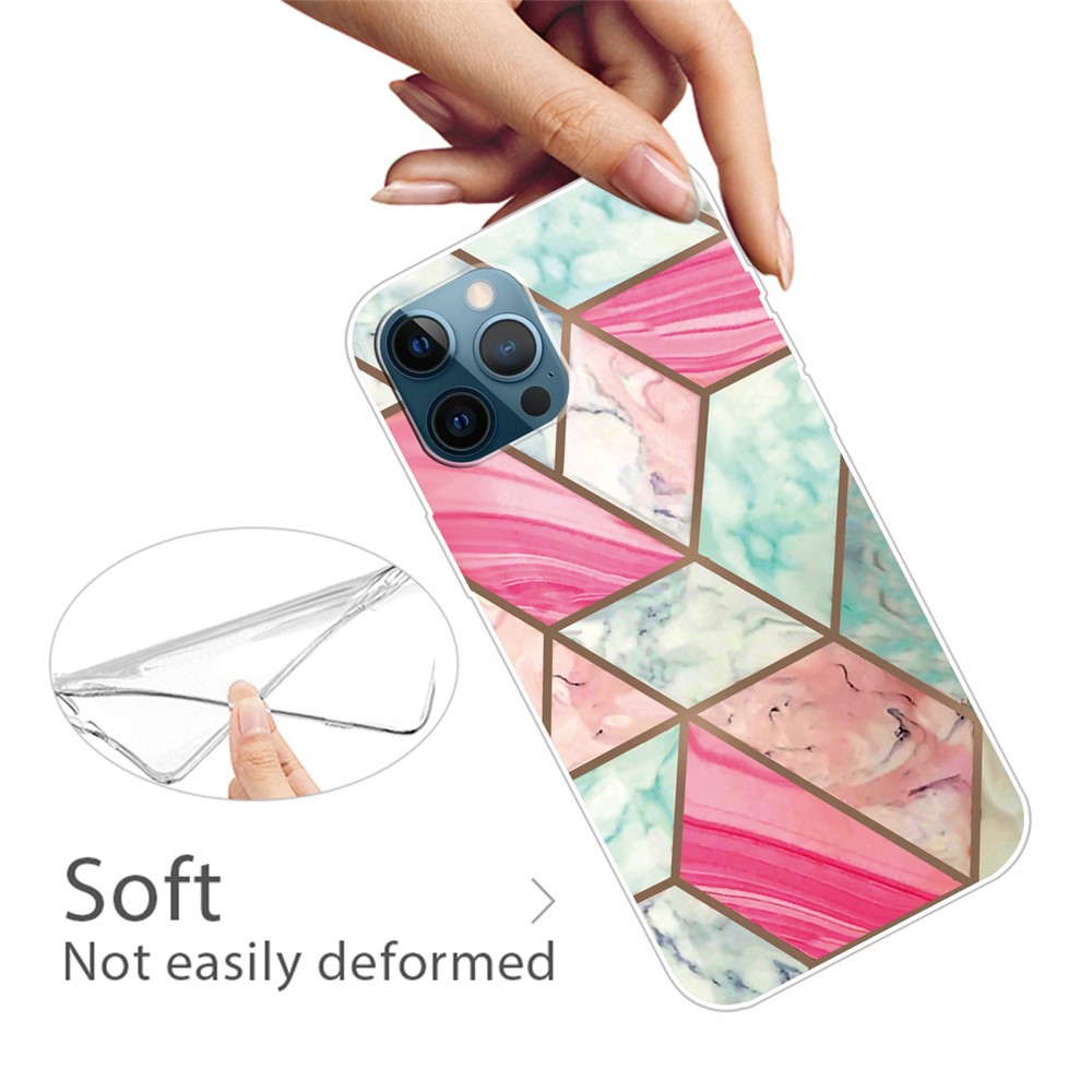 Marble Pattern Soft TPU Phone Case Protection Back Cover for iPhone 12 Pro / iPhone 12 - Style A-2