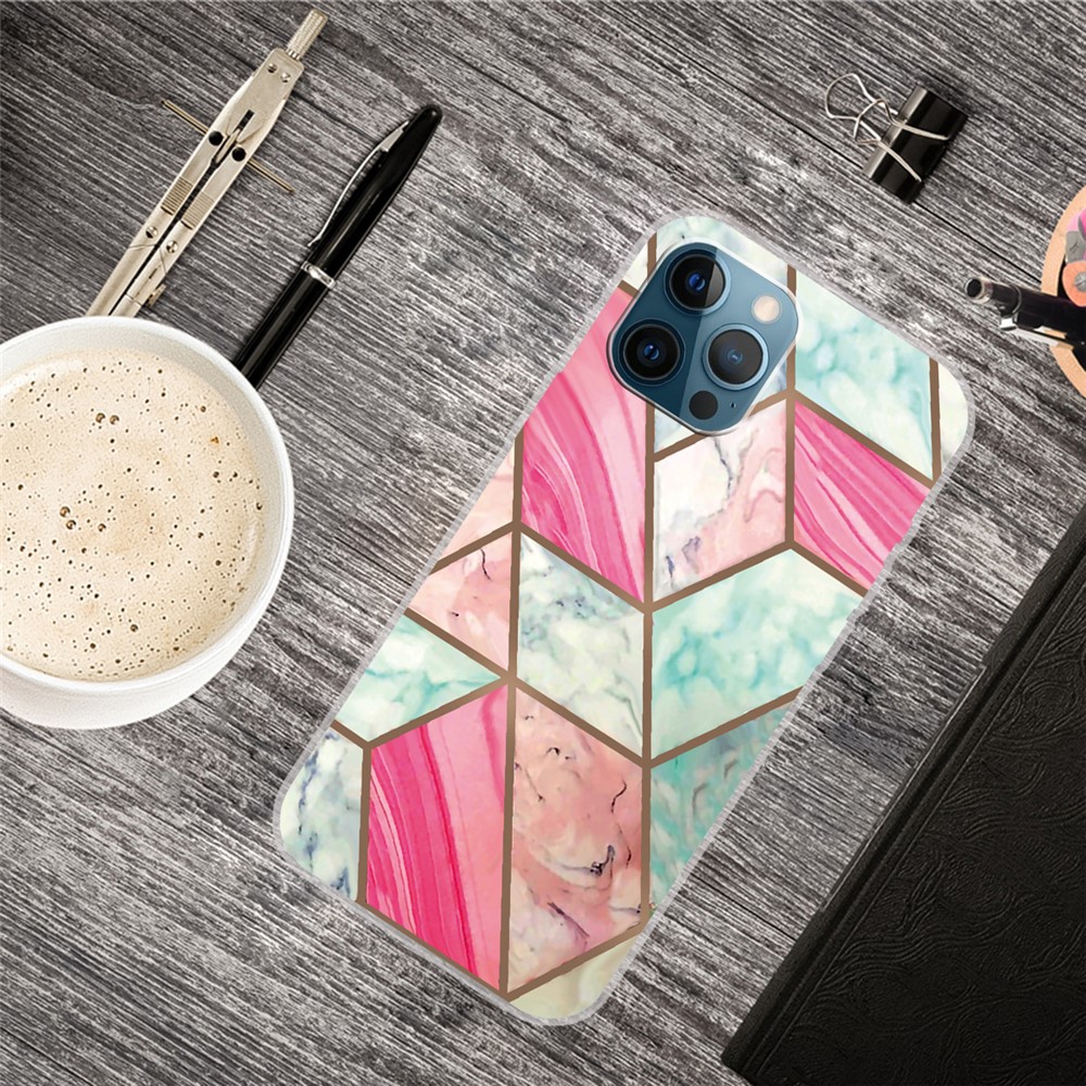 Marble Pattern Soft TPU Phone Case Protection Back Cover for iPhone 12 Pro / iPhone 12 - Style A-3