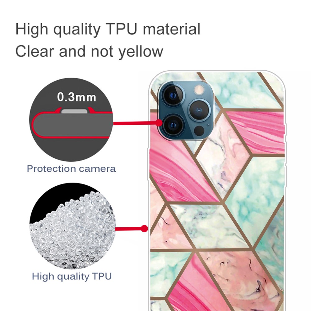 Marble Pattern Soft TPU Phone Case Protection Back Cover for iPhone 12 Pro / iPhone 12 - Style A-4
