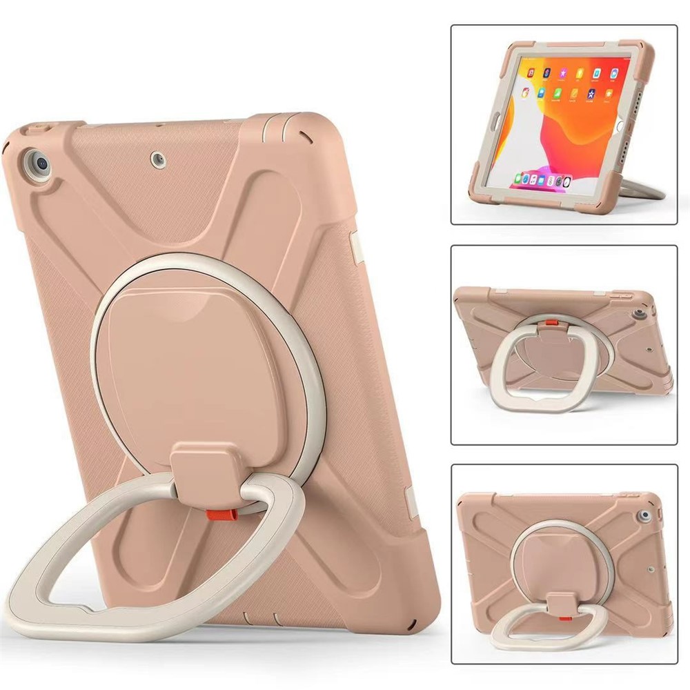 360° Rotary Kickstand Design PC + Silicone Tablet Case Shell for iPad 10.2 (2021) / (2020) / (2019) - Rose Gold