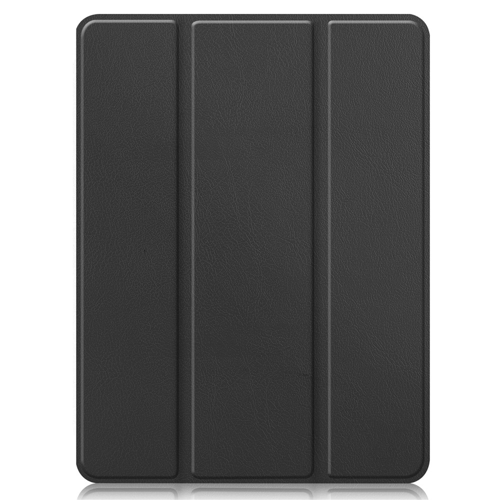 Tri-fingerprint Tri-fold Stand PU Cover de Tampo de Couro Smart Case Com Caneta Para Caneta Para Apple Ipad Pro 12,9 Polegadas (2021) - Preto