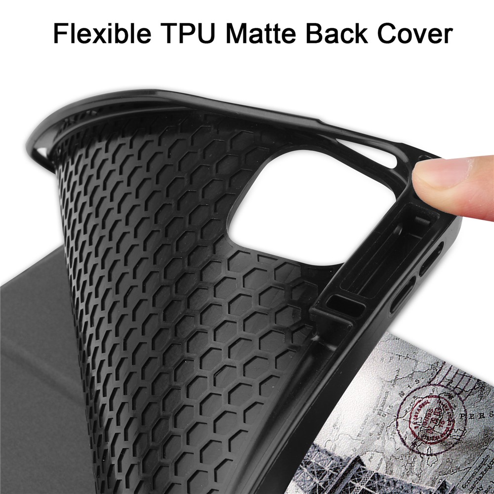 Pattern Printing Tri-fold Stand PU Leather Tablet Cover Smart Case with Pen Slot for iPad Pro 12.9-inch (2021) - Tower-5