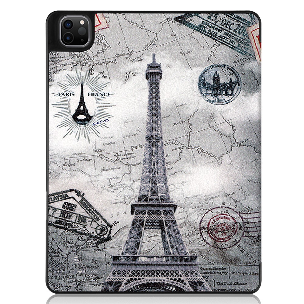 Pattern Printing Tri-fold Stand PU Leather Tablet Cover Smart Case with Pen Slot for iPad Pro 12.9-inch (2021) - Tower-7