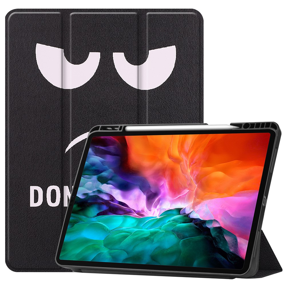 Pattern Printing Tri-Fold Stand PU Leather Tablet Cover Smart Case with Pen Slot for iPad Pro 12.9-inch (2021) - Grimace