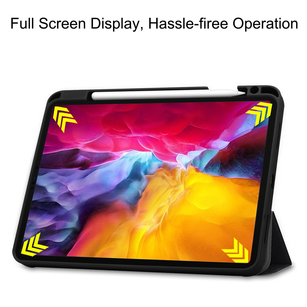Tri-fold Stand PU Leather Tablet Cover Smart Case with Pen Slot for Apple iPad Pro 11-inch (2021) - Grimace-4