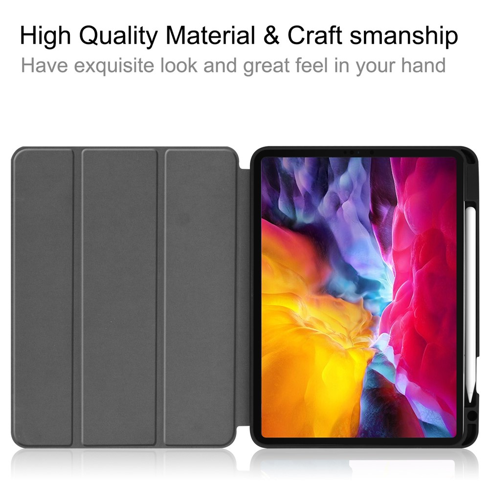 Tri-fold Stand PU Leather Tablet Cover Smart Case with Pen Slot for Apple iPad Pro 11-inch (2021) - Grimace-8