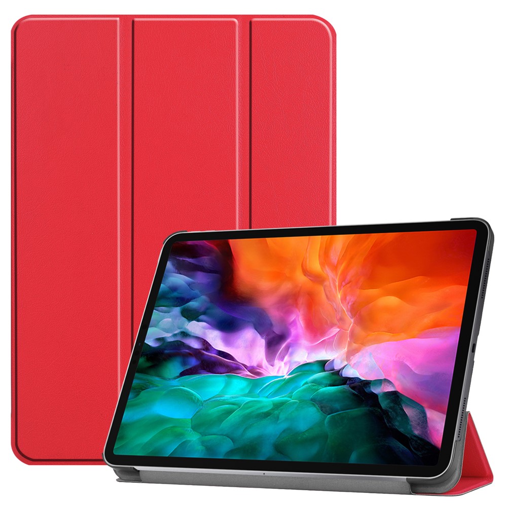 Stable Tri-fold Stand Design Leather Stand Case [Auto Sleep/Wake Function] for iPad Pro 12.9-inch (2021) - Red