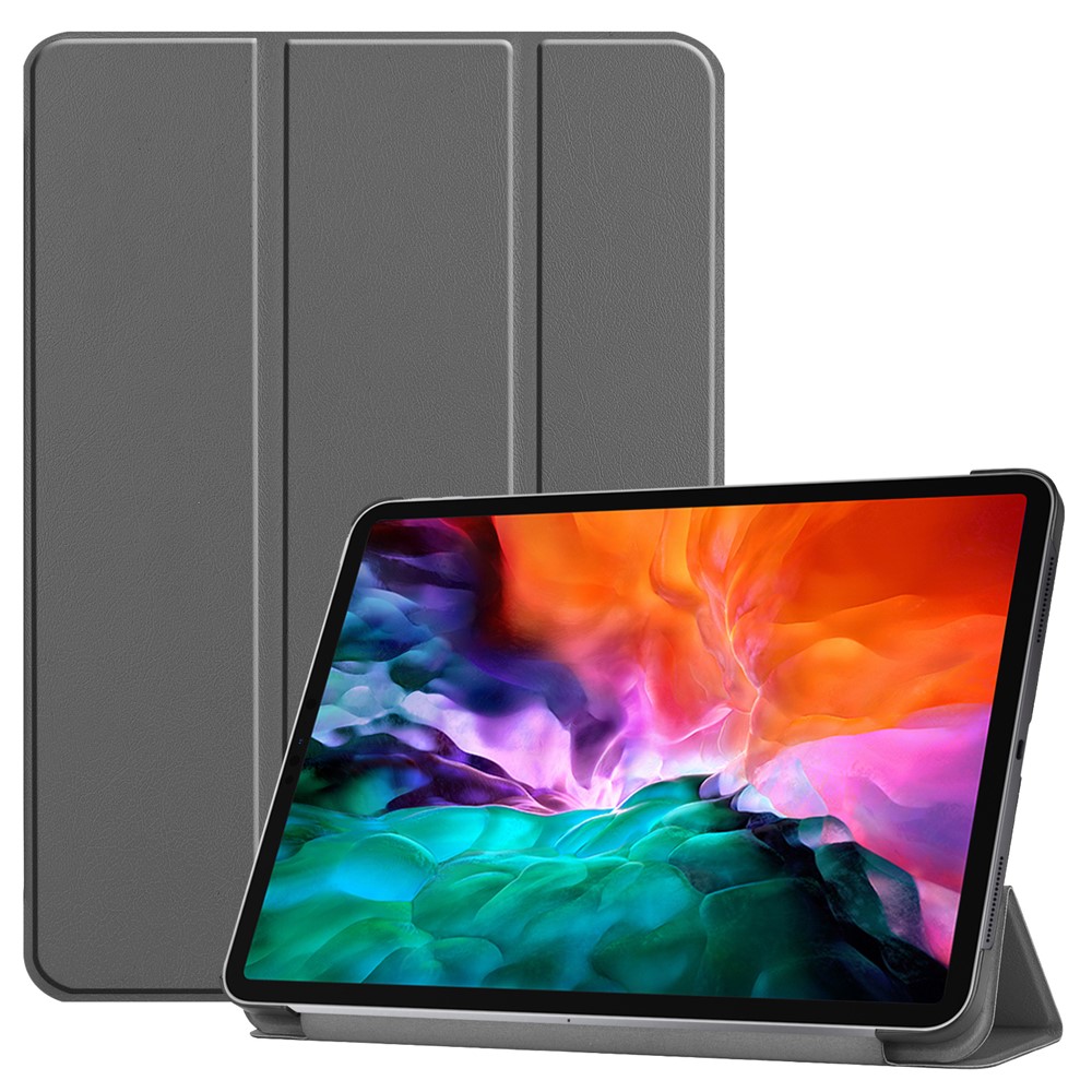 Stable Tri-fold Stand Design Leather Stand Case [Auto Sleep/Wake Function] for iPad Pro 12.9-inch (2021) - Grey