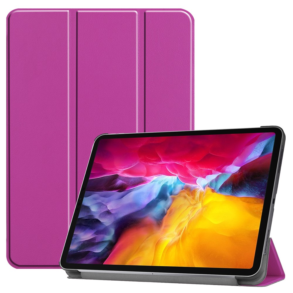 Stable Tri-fold Stand Auto Sleep/Wake Leather Stand Case for iPad Pro 11-inch (2021) - Purple