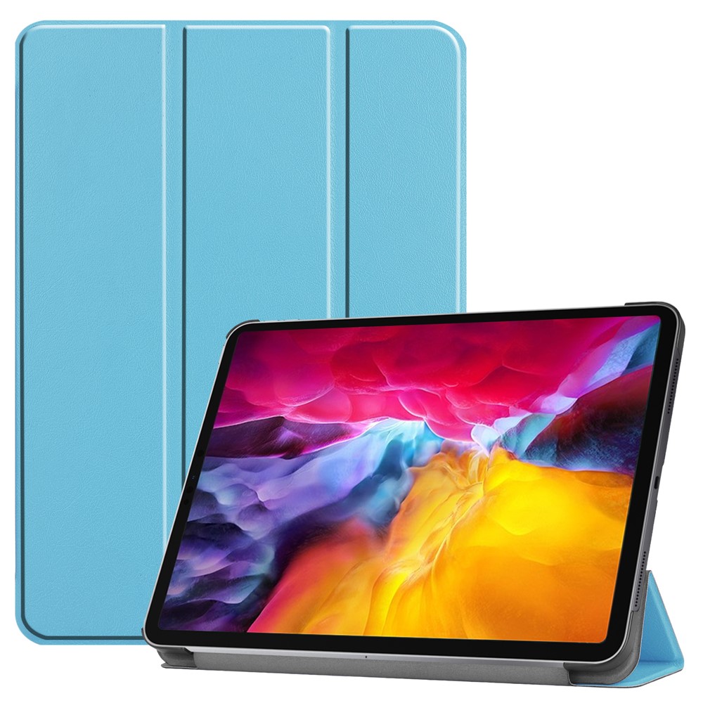 Stable Tri-fold Stand Auto Sleep/Wake Leather Stand Case for iPad Pro 11-inch (2021) - Sky Blue