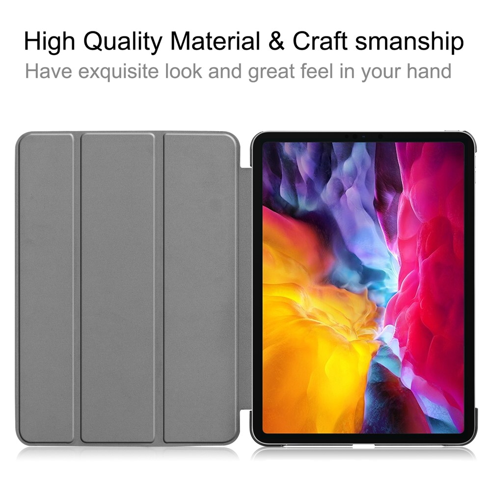 Pattern Printing Tri-fold Stand PU Leather Tablet Cover Smart Case with Pen Slot for Apple iPad Pro 11-inch (2021) - Colorful Grid-8