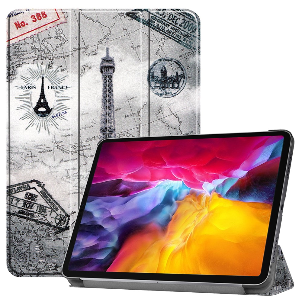 Pattern Printing Tri-fold Stand Case for iPad Pro 11-inch (2021), Folio PU Leather Auto Wake/Sleep Cover with Pen Slot  - Tower
