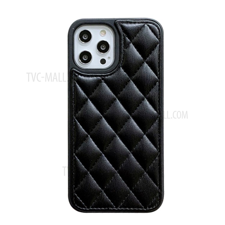 NXE Diamond Lattice Style Leather Case Phone Shell Cover for iPhone 12 / 12 Pro - Black-1