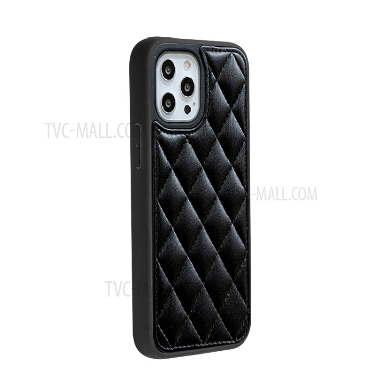 NXE Diamond Lattice Style Leather Case Phone Shell Cover for iPhone 12 / 12 Pro - Black-2