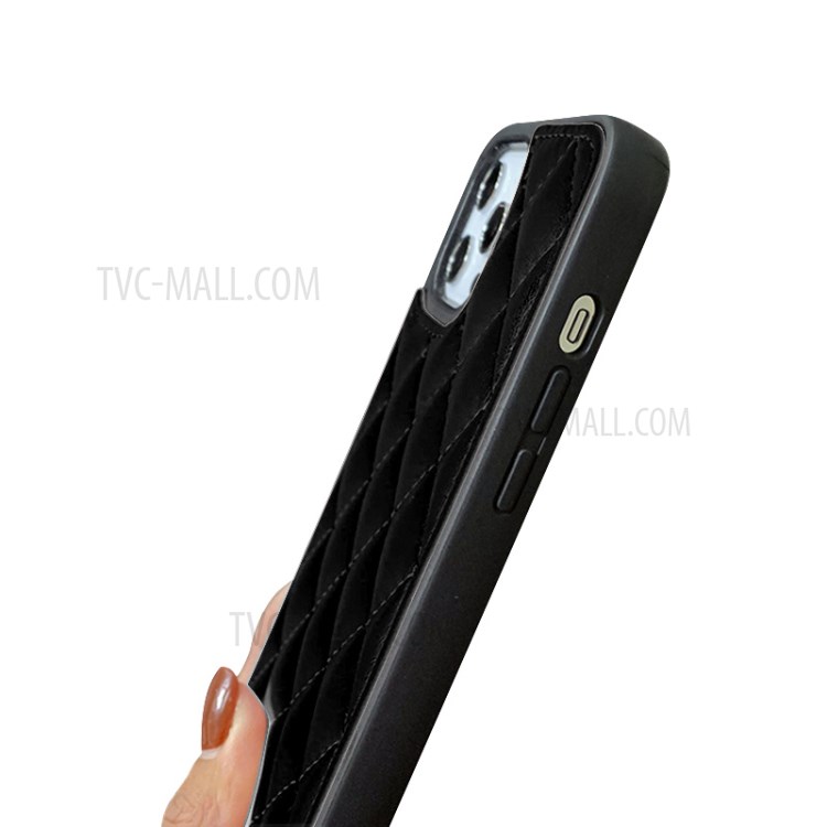 NXE Diamond Lattice Style Leather Case Phone Shell Cover for iPhone 12 / 12 Pro - Black-3