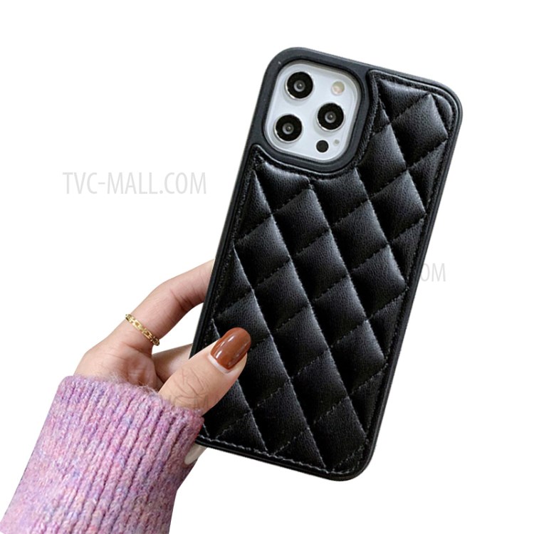 NXE Diamond Lattice Style Leather Case Phone Shell Cover for iPhone 12 / 12 Pro - Black-4