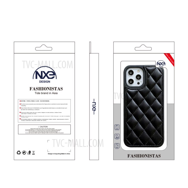 NXE Diamond Lattice Style Leather Case Phone Shell Cover for iPhone 12 / 12 Pro - Black-5