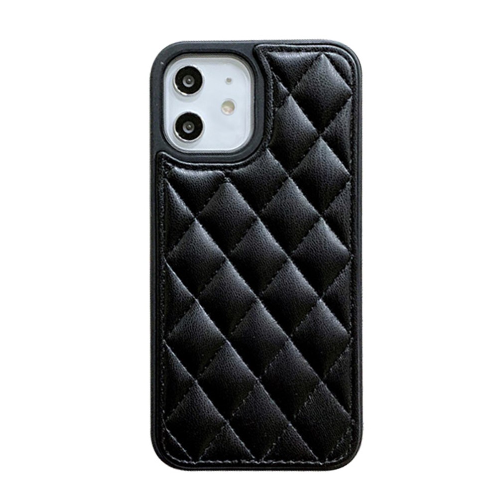 NXE Diamond Lattice Leather Phone Case Protective Cover for iPhone 12 mini - Black-1