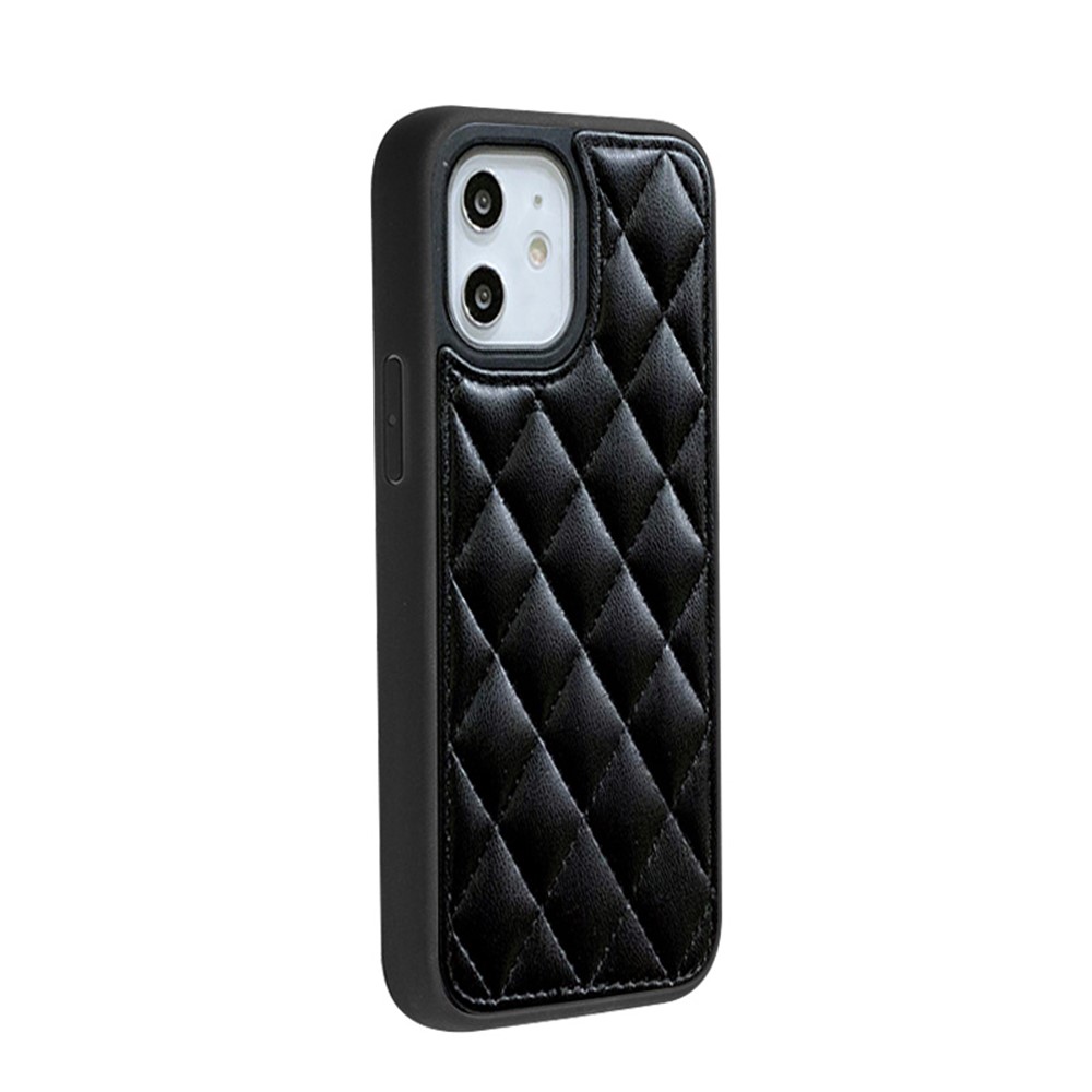NXE Diamond Lattice Leather Phone Case Protective Cover for iPhone 12 mini - Black-2