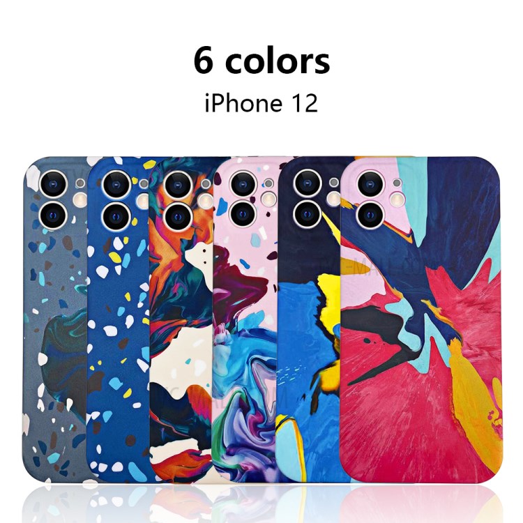 Watercolor Ink Printed Case for iPhone 12 Liquid Silicone Phone Protective Cover - SC-01-2