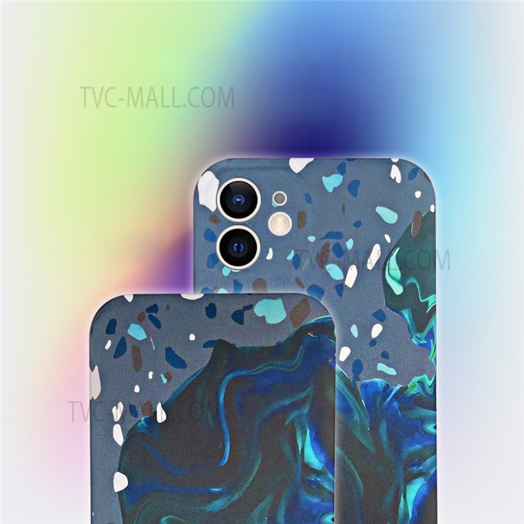 Watercolor Ink Printed Liquid Silicone Phone Case Cover for iPhone 12 mini - SC-01-3