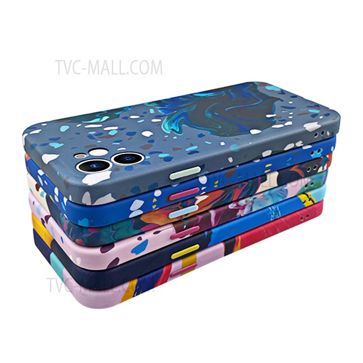 Watercolor Ink Printed Liquid Silicone Phone Case Cover for iPhone 12 mini - SC-01-5
