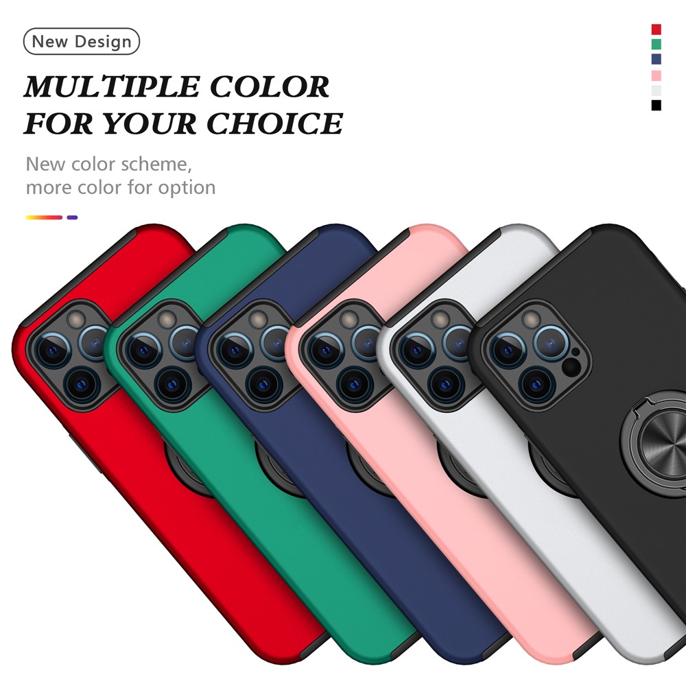 Ring Shape Kickstand Design Hybrid Phone Case Cover for iPhone 12 Pro - Black-8