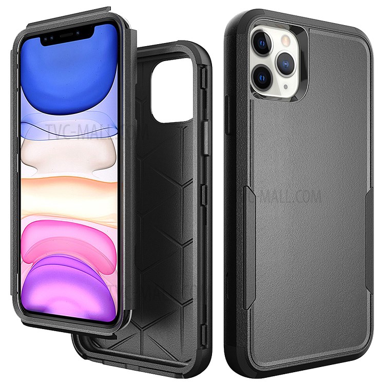 Full Protection Shock-Proof TPU + PC Hybrid Phone Case for iPhone 11 Pro 5.8 inch - Black/Black-1