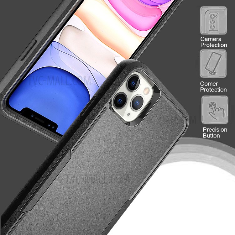 Full Protection Shock-Proof TPU + PC Hybrid Phone Case for iPhone 11 Pro 5.8 inch - Black/Black-4