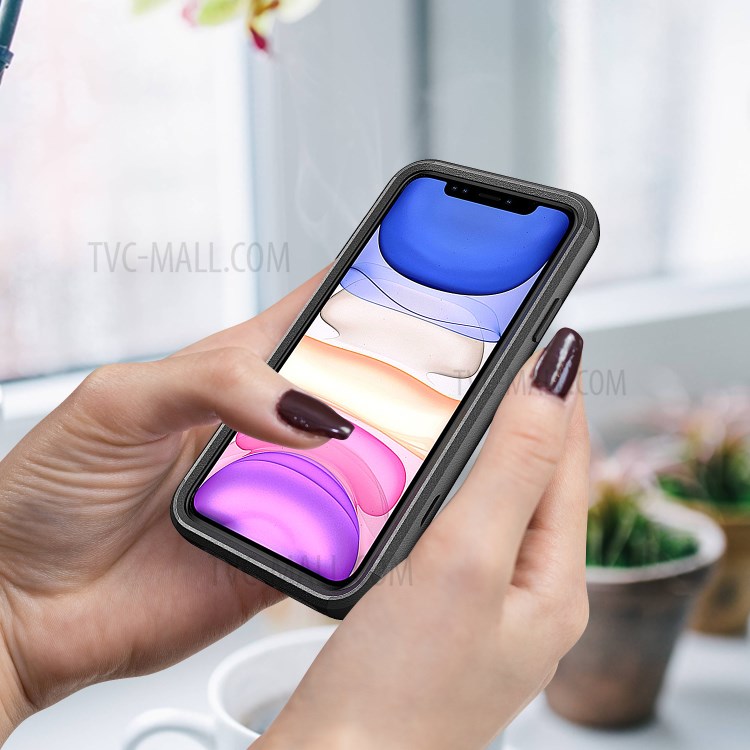 Full Protection Shock-Proof TPU + PC Hybrid Phone Case for iPhone 11 Pro 5.8 inch - Black/Black-5