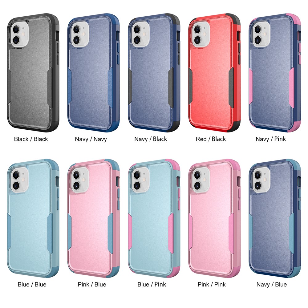 TPU + PC Hybrid Phone Case for iPhone 12/12 Pro - Black/Black-10