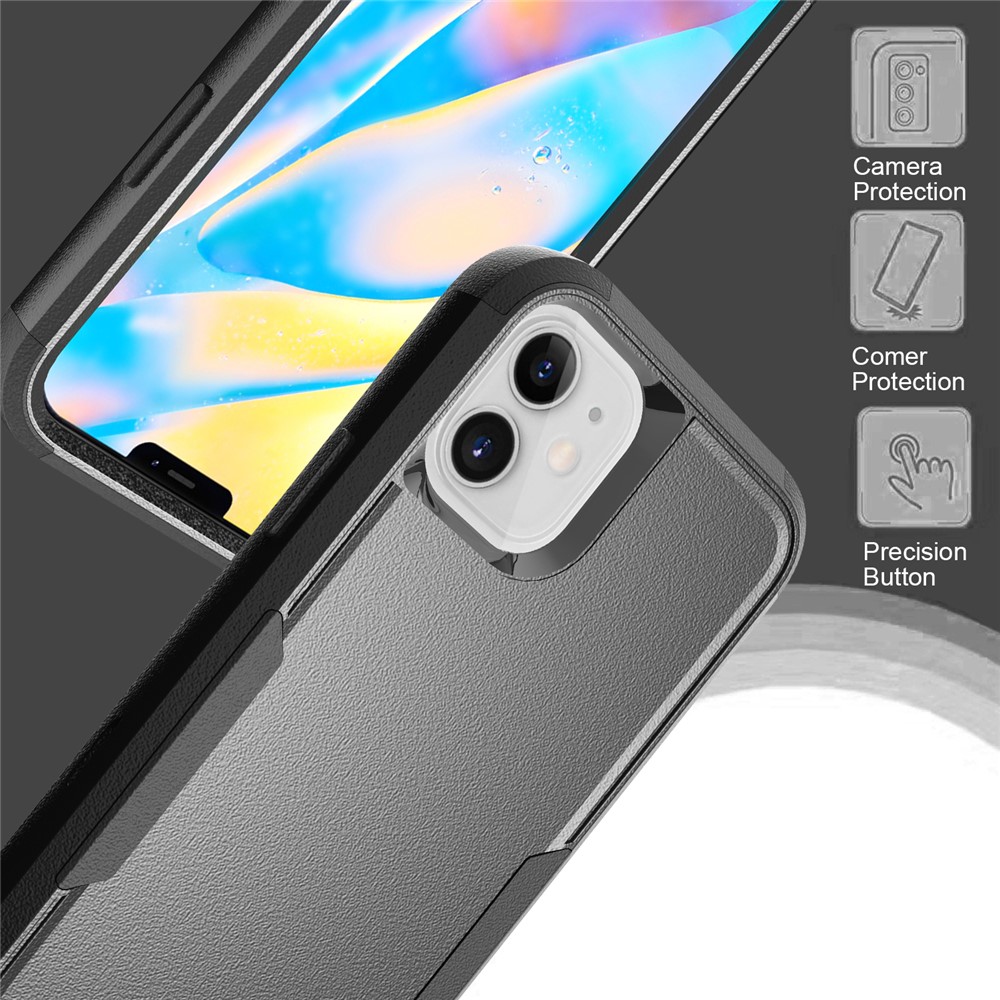 TPU + PC Hybrid Phone Case for iPhone 12/12 Pro - Black/Black-2
