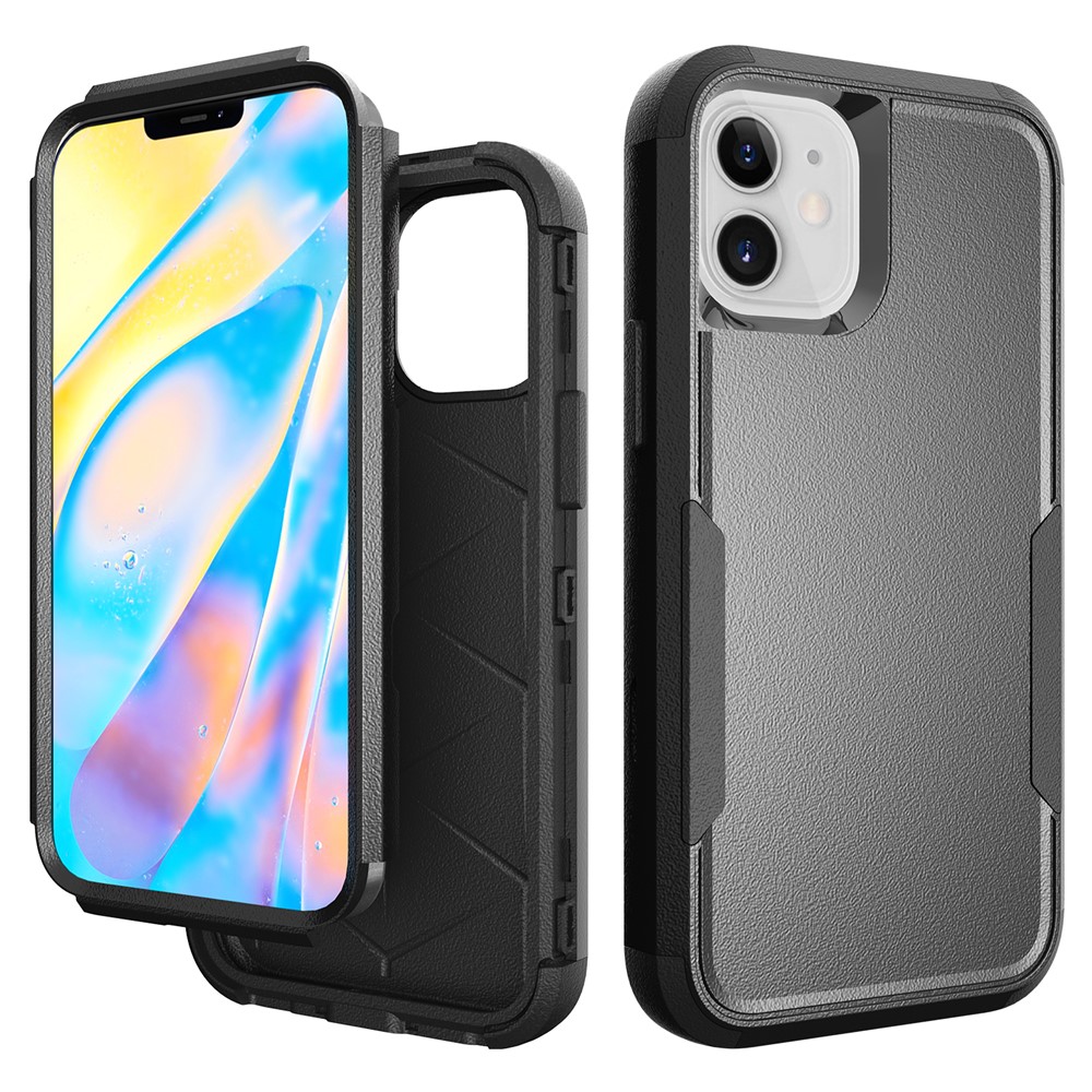 Präzise Cut-Out-TPU + PC-Hybrid-Telefonkasten Für IPhone 12 Mini - Schwarz Schwarz-1