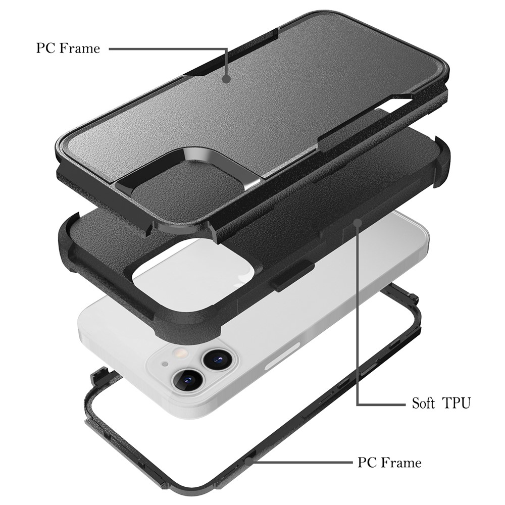 Tpu + PC Híbrido PC Case de TPU + PC Para Iphone 12 Mini - Negro Negro-6