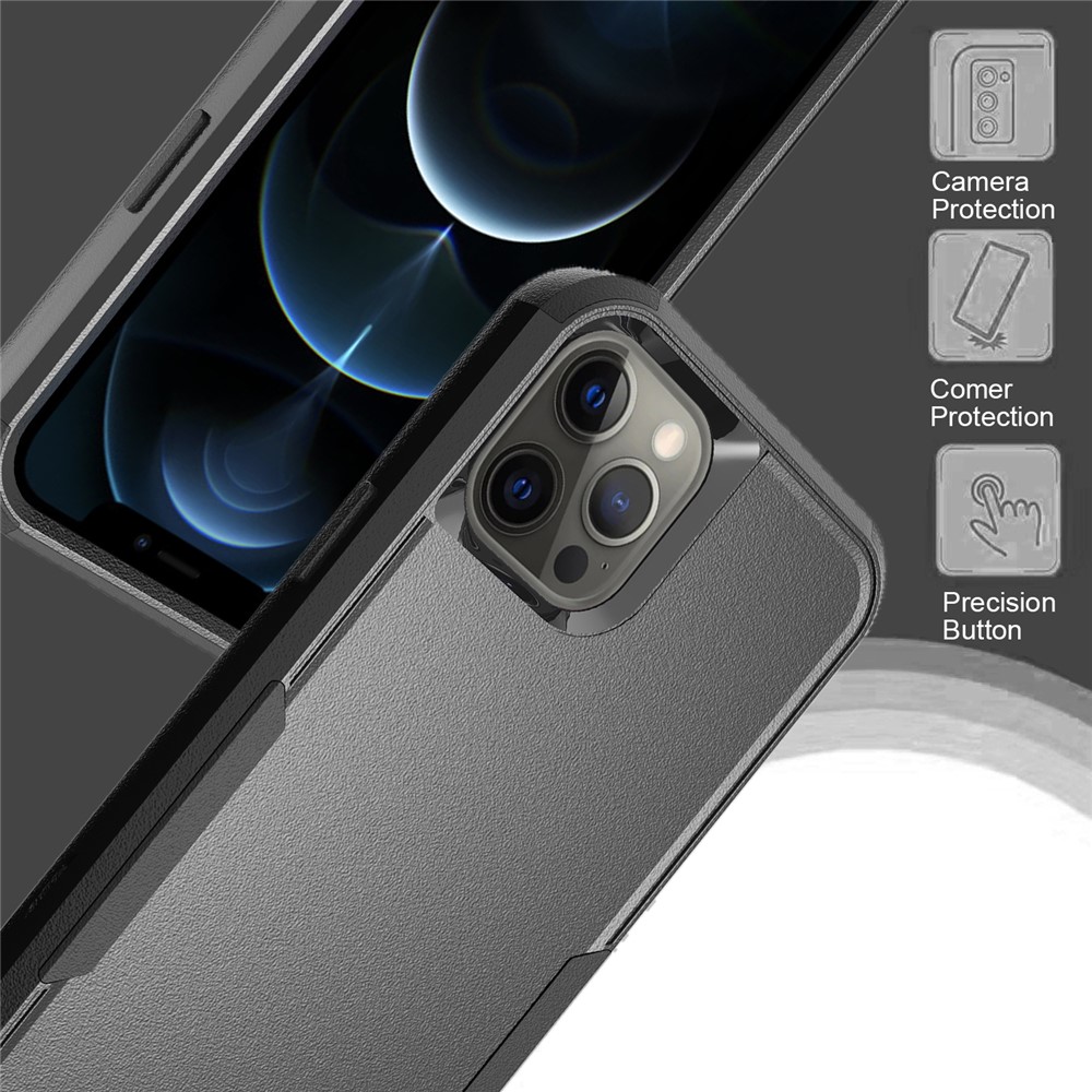 Full Protection TPU + PC Hybrid Phone Case for iPhone 12 Pro Max - Black/Black-2