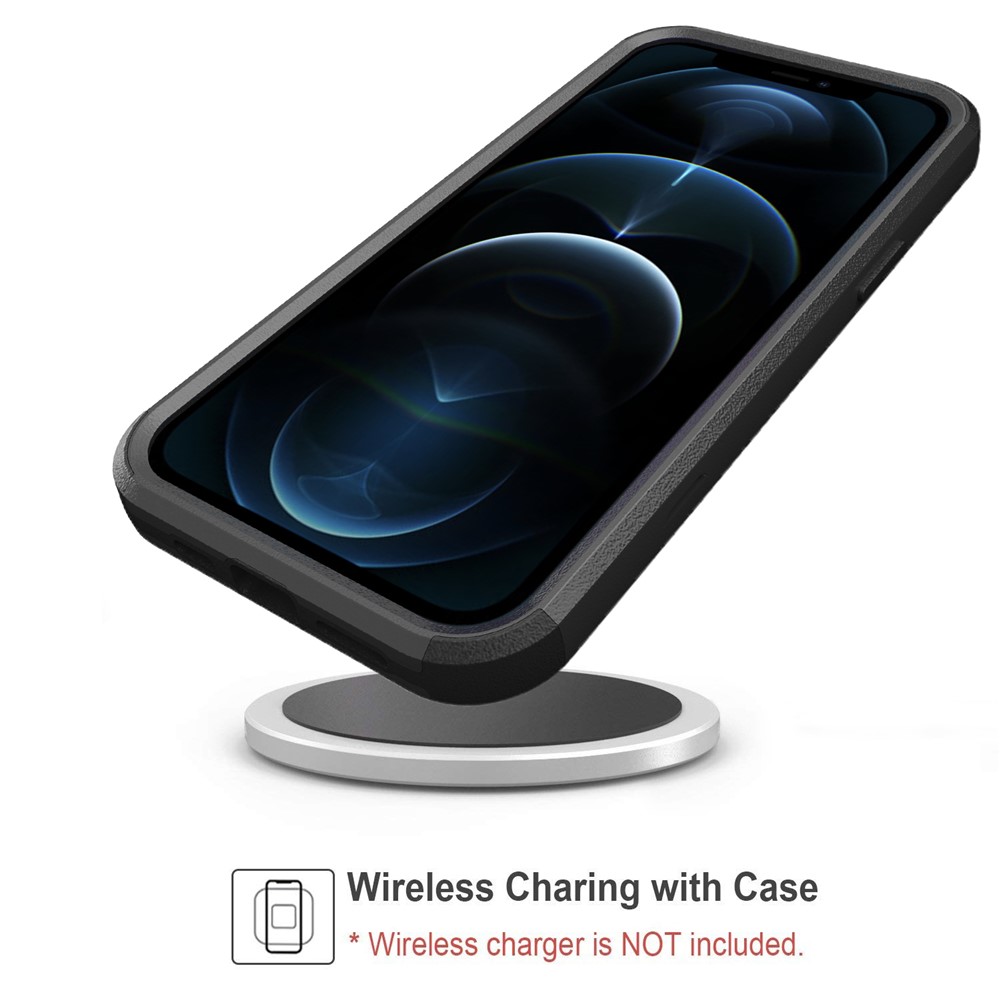 Full Protection TPU + PC Hybrid Phone Case for iPhone 12 Pro Max - Black/Black-4