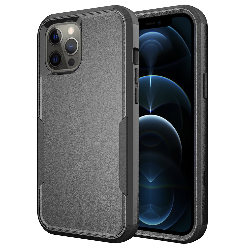 Full Protection TPU + PC Hybrid Phone Case for iPhone 12 Pro Max - Black/Black-8