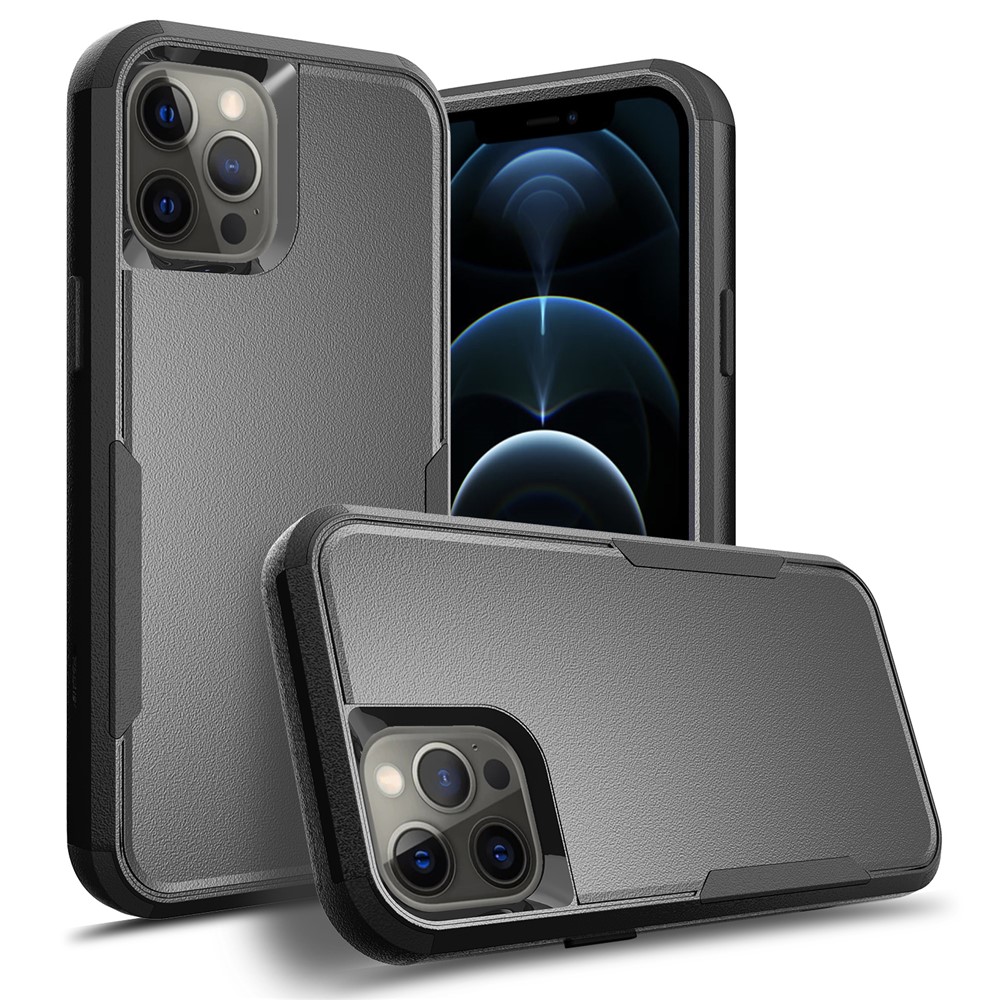 Full Protection TPU + PC Hybrid Phone Case for iPhone 12 Pro Max - Black/Black-9