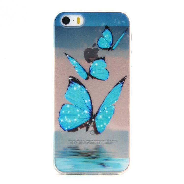 

Embossed TPU Back Case for iPhone SE 5s 5 - Blue Butterfly